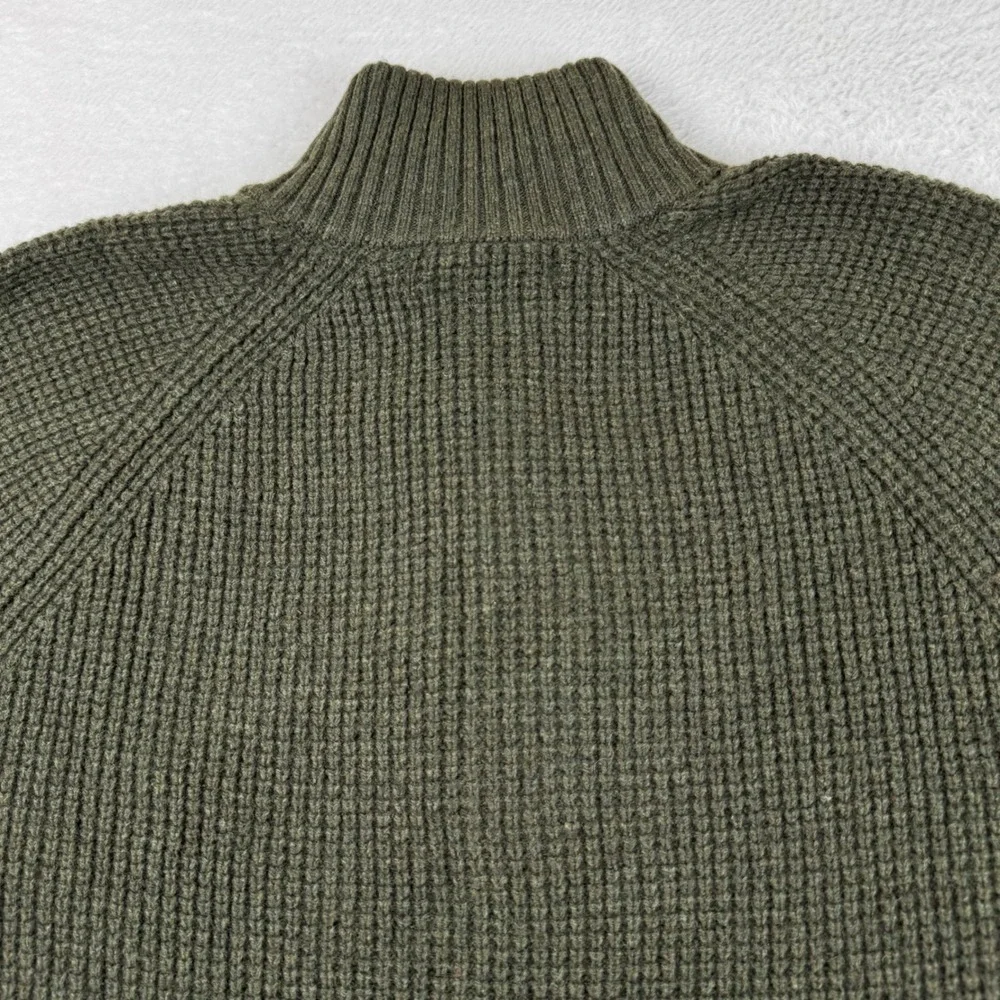 Banana Republic Sweater Mens L Olive Green Italian Merino Wool Waffle Knit